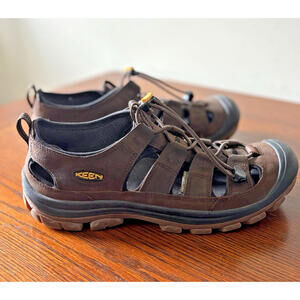 Keen Glisan Waterproof Men Size 10 Sandals Brown Leather 13046 Fishing Hiking